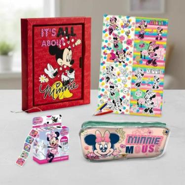 Imagem de Kit Escolar Diario com Estojo Adesivos Disney Princesas Volta as Aulas