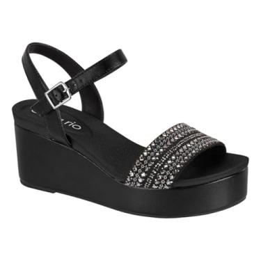 Imagem de Sandália Anabela Feminina Strass Confort Beira Rio - Preto