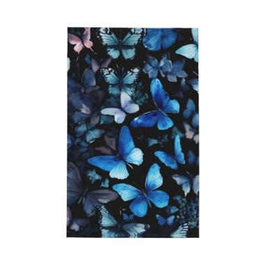 Imagem de XLLingL Blue Butterflies White Flowers Print Waffle Toalhas de cozinha, panos de prato de microfibra, para decoração e limpeza de cozinha - 1 peça