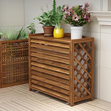 Imagem de Tampa De Ar Condicionado De Varanda De Madeira Maciça, Grade Protetora De Ar Condicionado Externo Universal, Painel De Ar Condicionado Com Bomba De Calor, Tampa De Proteção D, 85x35x75cm