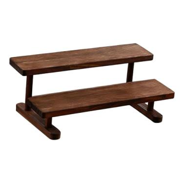 Imagem de MotiveTech Suporte de madeira para exibição de figuras, organizador de mesa para sobremesas, perfumes e velas, 2 Níveis