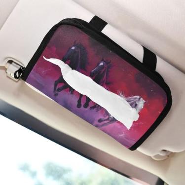 Imagem de SEHANY Suporte de lenços de carro Majestic Horse, caixa de lenços para carro, viseira solar, porta-guardanapos retangular, dispensador de máscara de carro, caixa de lenços de papel para automóveis