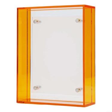 Imagem de Moldura de acrílico transparente sem moldura para cartões postais e fotos de prêmios, fácil instalação, 2 blocos transparentes, 4 parafusos, pequenos, 11 x 14 cm, vermelho, verde, amarelo, laranja