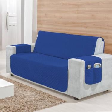 Imagem de Capa Protetora de Sofá Retrátil 2, 3 e 4 Lugares – Matelada, com Porta-Objetos, Conforto e Proteção para Sofás de 1,00 a 2,20m (AZUL,2 Lugares (1,00m))