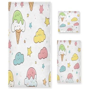 Imagem de xigua Conjunto de toalhas de banheiro sorvete absorvente macio 3 peças toalha de banho toalha de mão toalhas decorativas para banheiro, academia, hotel, praia, piscina