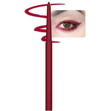 Imagem de Lápis delineador vermelho pêssego para olhos, delineador de olhos vermelho pêssego, maquiagem à prova d'água, à prova de manchas, líquido delineador de linha de água em gel colorido, batom para batom