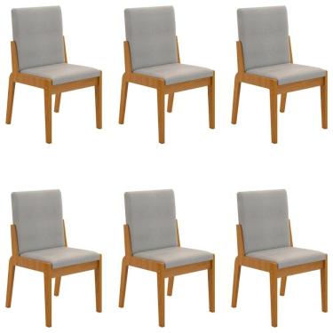 Imagem de Conjunto De 6 Cadeiras Sinfonia Com Estofado Em Linho Naturale-cinza
