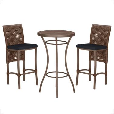 Imagem de Mesa Bistro E 2 Banquetas Roma Marrom Corda Náutica 12 Marrom