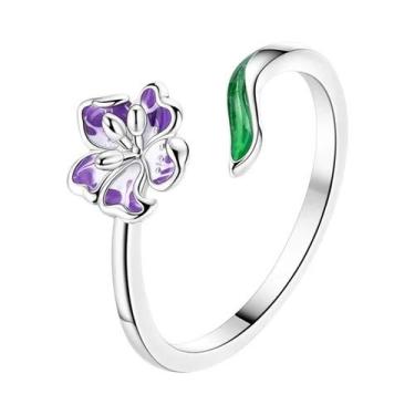 Imagem de Anéis Divididos Em Forma De Borboleta Com Zircônia Azul, Cor Prata 925