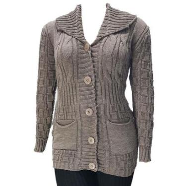 Imagem de Casaco Tricot Feminino Gola Links Bolso - Katlen Tricot-Feminino