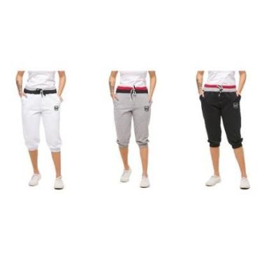 Imagem de KIT COM 03 BERMUDAS DE MOLETOM FEMININA WOOKS SARUEL SKINNY-B1-CINZACLARO-PRETO-VERMELHO-GG-Feminino