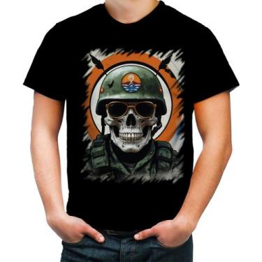 Imagem de Camiseta Colorida Caveira Militar Logo Guerra 1 - Kasubeck Store®, GG