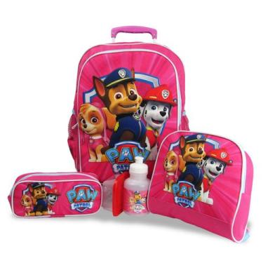 Imagem de Kit Mochila de Rodinhas Patrulha Canina Tam G, Rosa