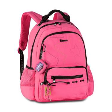 Imagem de Mochila Costas Luluca Bolsa Juvenil Meninas com Chaveiro, Rosa
