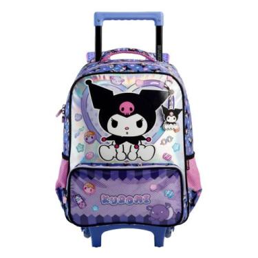 Imagem de Mochila De Rodinhas Kuromi Passeio Escolar Infantil Meninas Cor:Roxo -