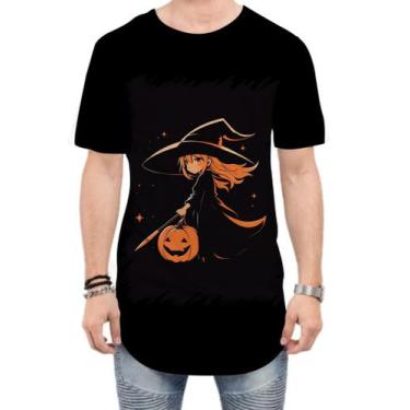 Imagem de Camiseta Longline Bruxa Halloween Laranja Festa 1 - Kasubeck Store®, P