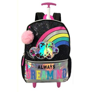 Imagem de Mochila Escolar De Rodas Arco Íris Infantil Juvenil Feminina - Clio St