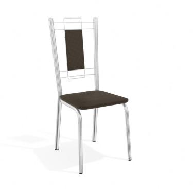 Imagem de Cadeira Florença Kappesberg Sala de Jantar Cozinha Escritório Metal Cromado Forro Marrom 2 Un
