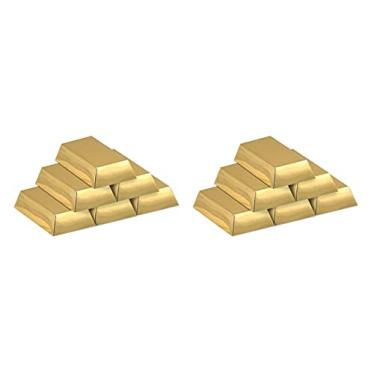 Imagem de Beistle 12 caixas de lembrancinhas de papel em barra dourada brilhante para decoração de festa de aniversário com tema pirata ocidental e cassino