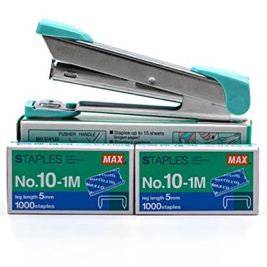 Imagem de Conjunto de grampeadores Max HD-10 com 2 caixas (2000) grampos. Grampeie até 15 folhas de papel normal.