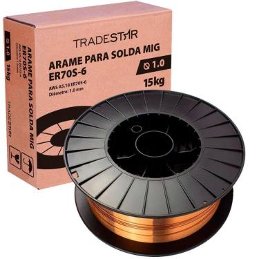 Imagem de Arame Solda Mig Com Gás 1,0Mm Rolo 15Kg Er70S-6 Tradestar