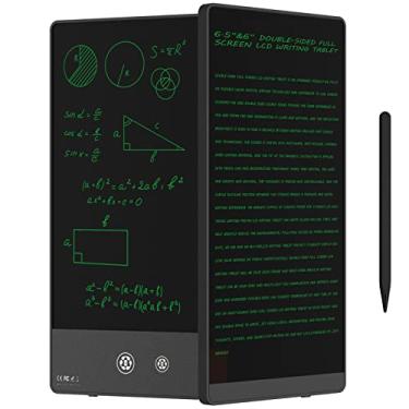 Imagem de Ksequ Tablet de escrita LCD - Tablet de escrita LCD de tela dupla face para crianças e adultos, bloco de desenho eletrônico, mini bloco de notas digital portátil para escola, escritório, casa, apagável, reutilizável (16,5 e 15 cm)