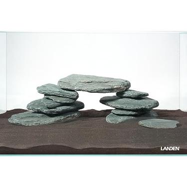 Imagem de LANDEN Pedras naturais de ardósia do rio (8 kg, 3 a 23 cm, 13 peças) para aquários, paludários, terrários, répteis e compartimentos de anfíbios decorativos de cavernas e cavernas de riachos