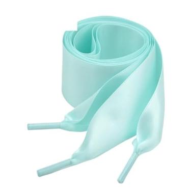 Imagem de Smooth Satin Wide Shoe Laces Ribbon Shoelaces For Sneakers Boots (Color : Light turquoise)