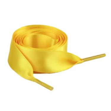 Imagem de 1Pair 2CM Width Flat Ribbon Shoe Laces Rubber Sneakers Silk Satin Shoelace Boot Shoelaces (Color : 8Gold Yellow, Size : 150cm)
