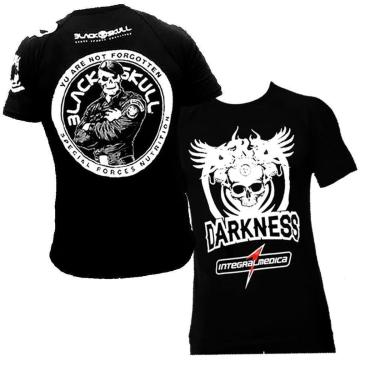 Imagem de Kit 2x Camiseta Esportiva  Branca Black Skull + Camisa Preta Darkness-Unissex