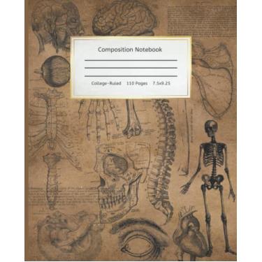 Imagem de Caderno vintage de composição de anatomia humana: caderno pautado pela faculdade com ilustrações de anatomia humana, é um ótimo presente antigo