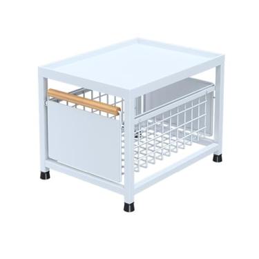 Imagem de Under Sink Organizer Sob o organizador da pia, metal sob o armário do banheiro do organizador da pia, sob o armazenamento e a organização do canto(Color:White,Size:X-Small)