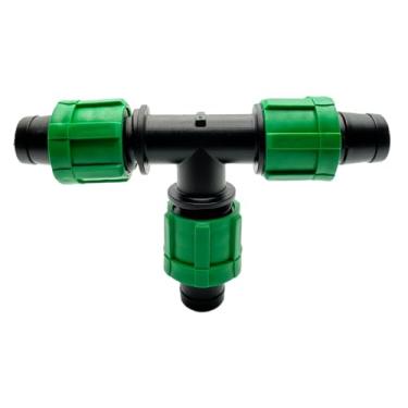 Imagem de (Pacote com 10) Conexões de Irrigação por Gotejamento de 1/5.1 cm - Acoplamentos de Bloqueio Farpado Universal, Cotovelos e T para Fita de Gotejamento de 16-17 mm e Tubo AG (TEE)