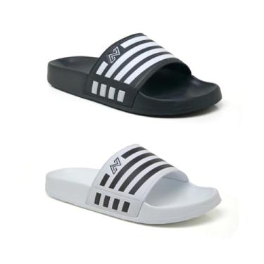 Imagem de Kit 2 Pares Chinelo Slide Nuvem Sandália Preto Branco Masculino Feminino (Preto/Branco, BR, Adulto, Numérico, 36)