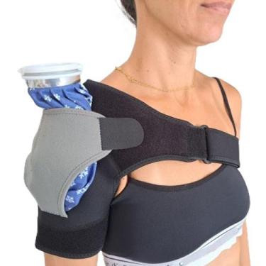 Imagem de Kit Para Tratamento do Ombro Saco de Gelo e Ombreira Bilateral Órtese 