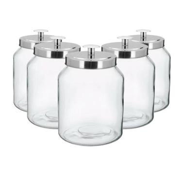 Imagem de Kit 5 Potes Vidro Porta Mantimentos 3L Home & Co - Home&Co