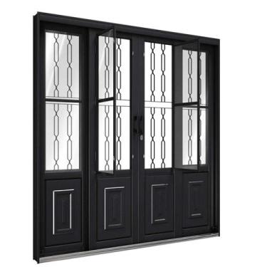 Imagem de Porta de Aço de Correr com Postigo e Grade Mosaico 4 Folhas 213x200cm 