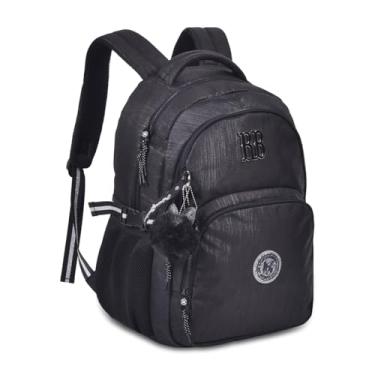 Imagem de Mochila de Costas Rebecca Bonbon Escolar Feminina RB24527 17” Preta em Crinkle Lurex com Bolso Antifurto e Compartimento Notebook