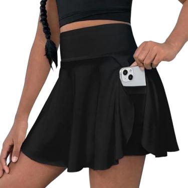 Imagem de OEBLD Saias de tênis atléticas de cintura alta para meninas, com shorts, borboleta, babados, saias escolares com bolsos, Preto, 5-6 Anos
