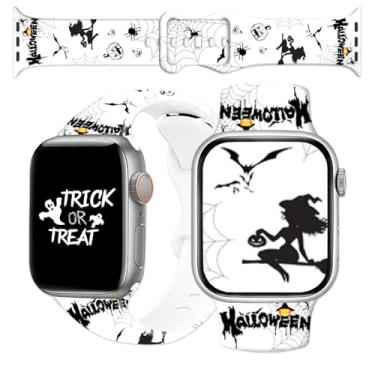 Imagem de Blinket Pulseira de relógio temática de Halloween compatível com Apple Watch de 42 mm a 49 mm, pulseira de substituição esportiva de silicone macio para iWatch SE séries 8, 7, 6, 5, 4, 3, 2 e 1,