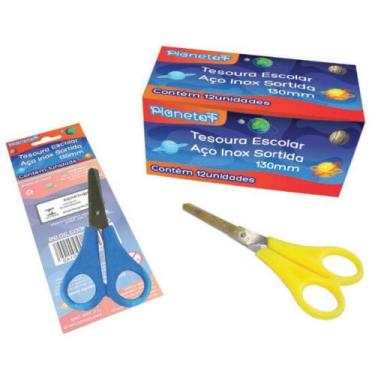 Imagem de Tesoura Escolar 13CM INOX Sortido Caixa com 12 - VP