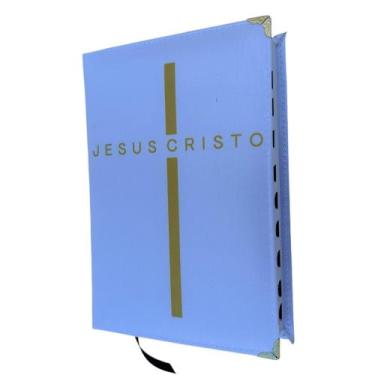 Imagem de Biblia Branca Jesus Cristo ARC Sbb LA - Capa dura acolchoada com índic