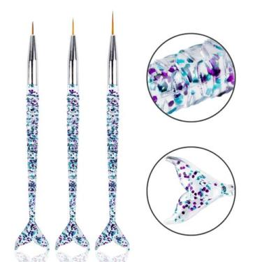 Imagem de Kit 3 Pincéis Sereia Ultra Fino Filete Decoração De Unhas - Arte Seduç