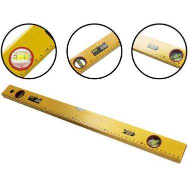 Imagem de Nível Profissional Amarelo 3 Bolhas 60cm Régua De Prumo Fertak 6303