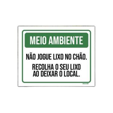 Imagem de Placa Meio Ambiente Não Jogue Lixo No Chão 18X23