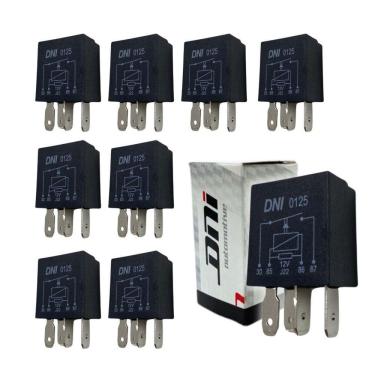 Imagem de Kit 10 Mini Rele Auxiliar 12V 40A 4 Pinos Resistor Universal