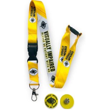 Imagem de Crachá de pino 3D - Deficiente visual - Please Be Patient With Me, cordão incluído, Silicone, Sem Pedra Preciosa