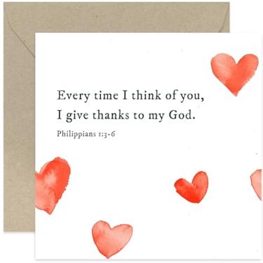 Imagem de Cartão de aniversário religioso para esposa ou marido - lindo cartão romântico para ele ela - 'I give thanks to my God' Philippians - Presente - Para namorada parceira namorada | Cartão de versículo