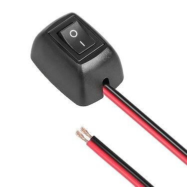 Imagem de OELFFOW Interruptor de Balancim Inline Kcd1 6A-250V 16A-125V Spst Caixa de Interruptor Liga-Desliga com Autoadesivo para Eletrodomésticos de Javali de Carro