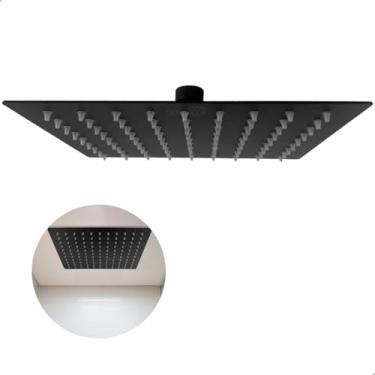 Imagem de Dona D Cor, Ducha Chuveiro Quadrado De Teto Preto Fosco 30x30 Com Niple Ducha Slim Cascata 30cm Chuveiro A Gas Solar Moderno Aço Ino